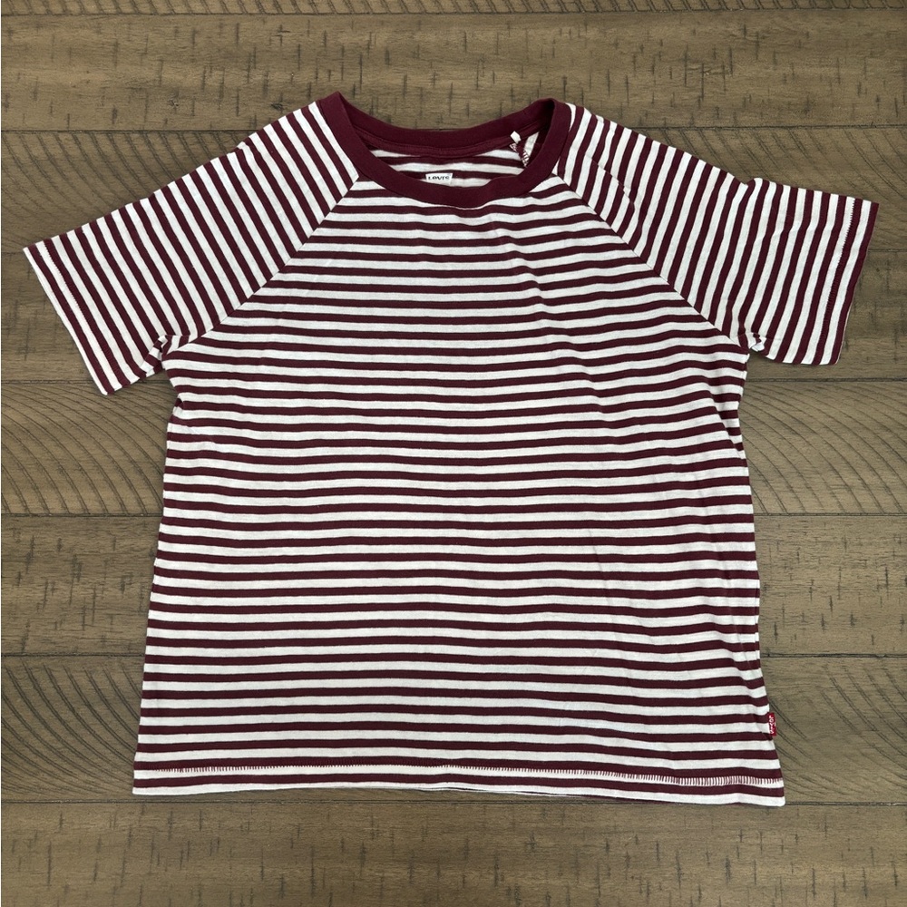Levi's Burgundy and White Striped Tee